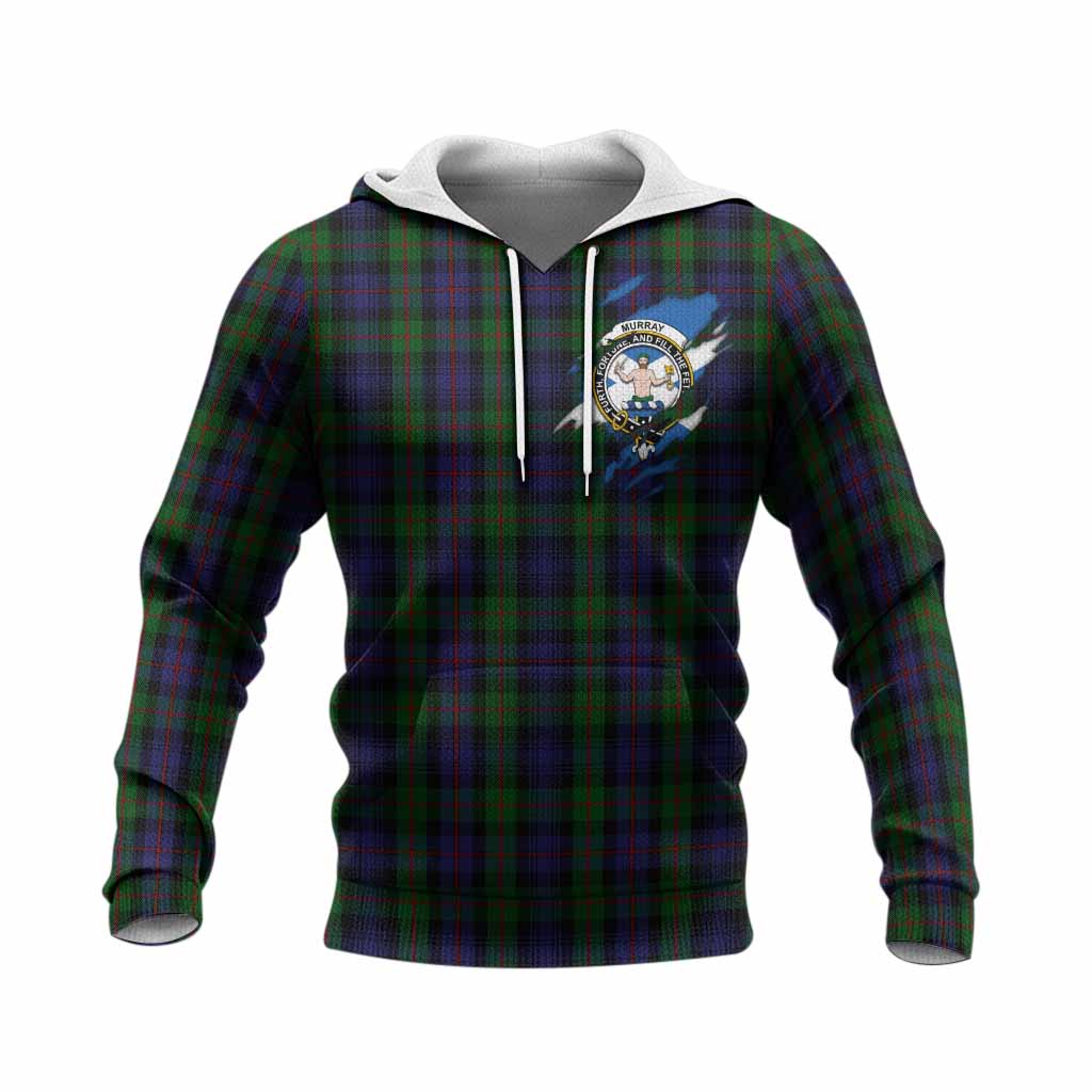 Murray Clan Crest In Me Tartan Knitted Hoodie Scotland Flag Style