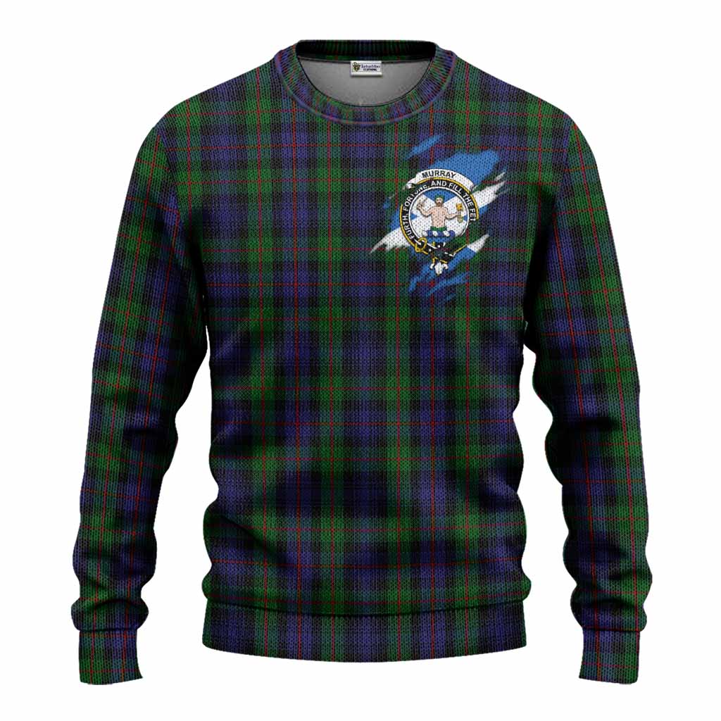 Murray Clan Crest In Me Tartan Knitted Sweater Scotland Flag Style
