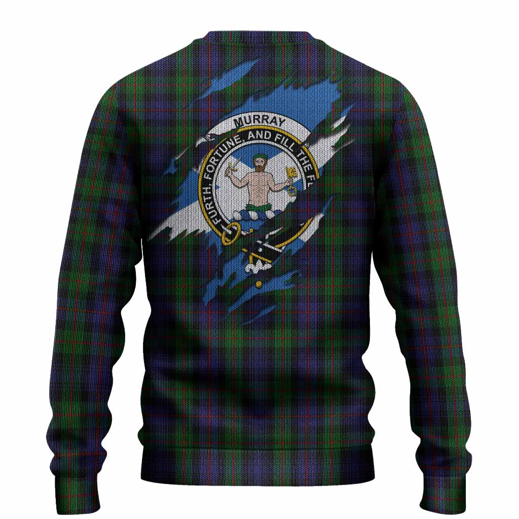 Murray Clan Crest In Me Tartan Knitted Sweater Scotland Flag Style