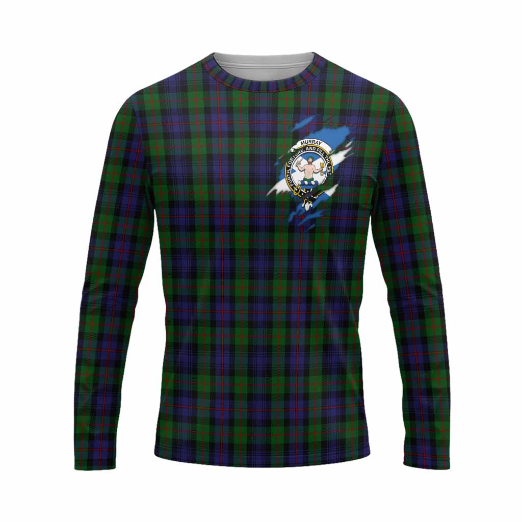 Murray Clan Crest In Me Tartan Long Sleeve T-Shirt Scotland Flag Style