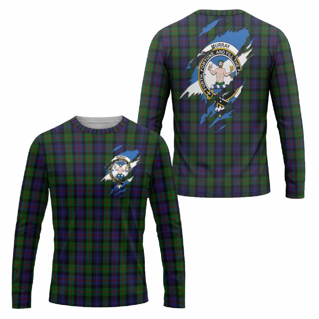 Murray Clan Crest In Me Tartan Long Sleeve T-Shirt Scotland Flag Style