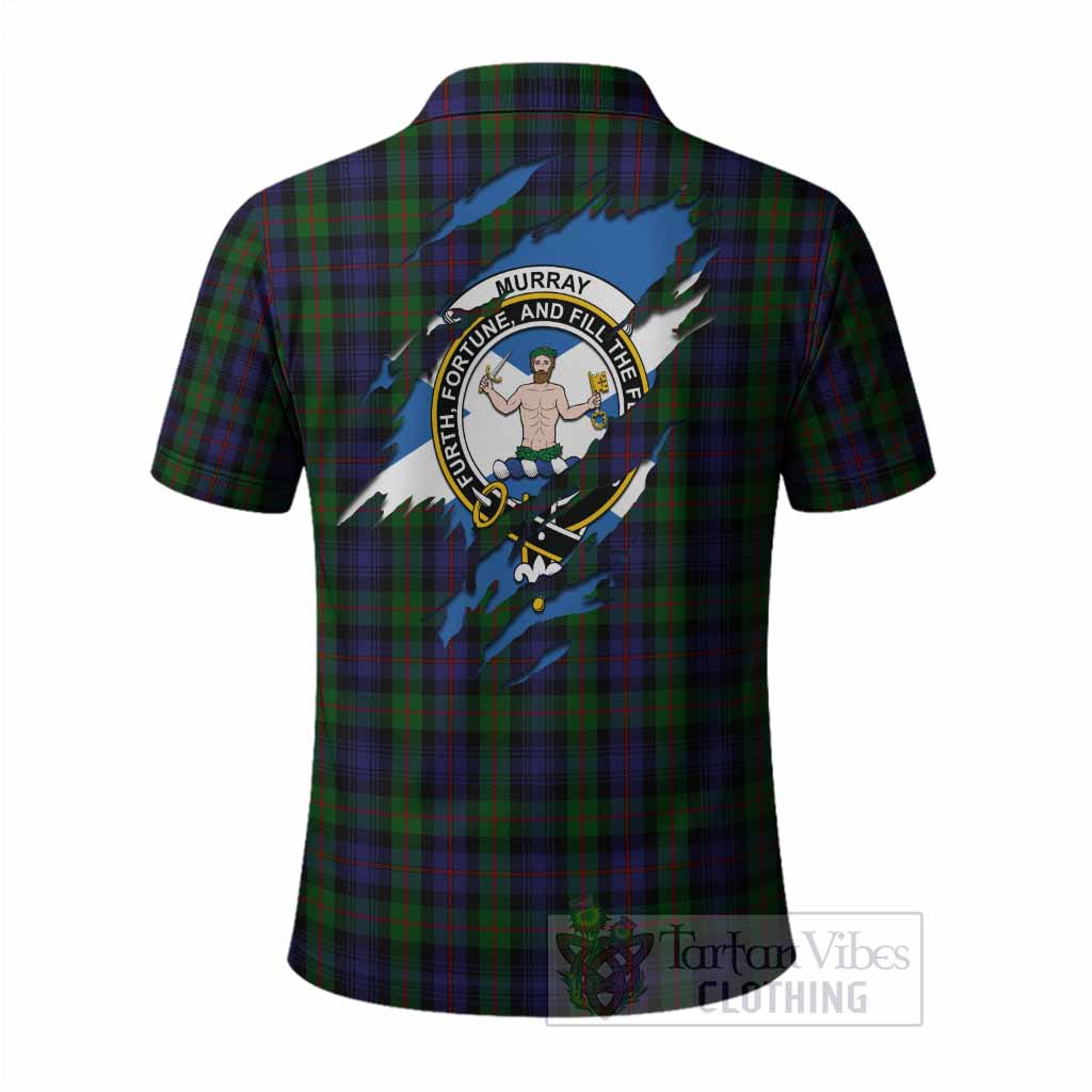 Murray Clan Crest In Me Tartan Polo Shirt Scotland Flag Style