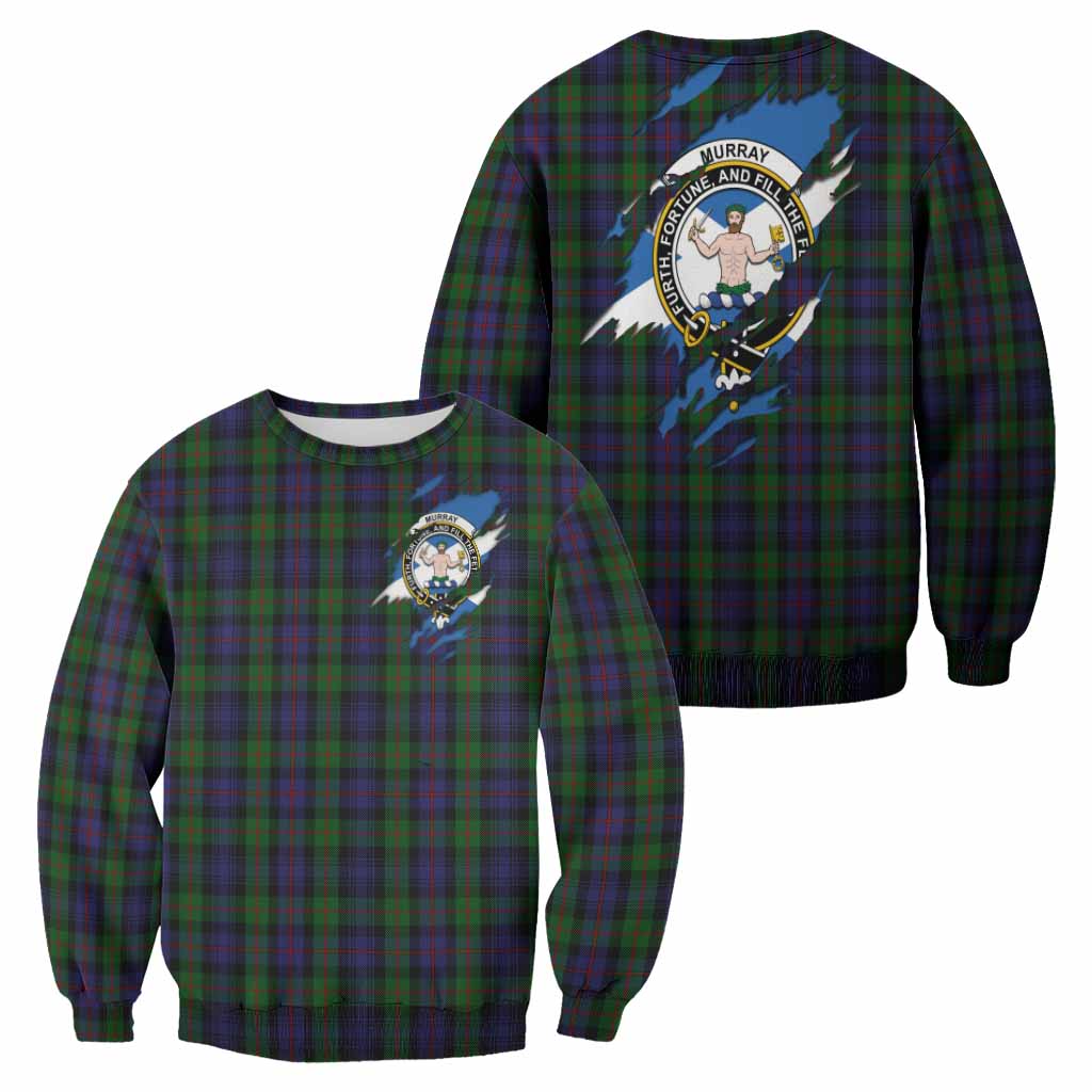 Murray Clan Crest In Me Tartan Sweatshirt Scotland Flag Style