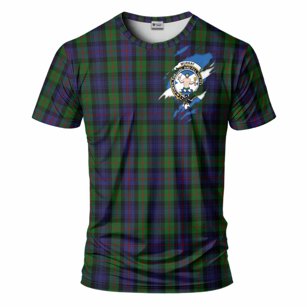 Murray Clan Crest In Me Tartan T-Shirt Scotland Flag Style