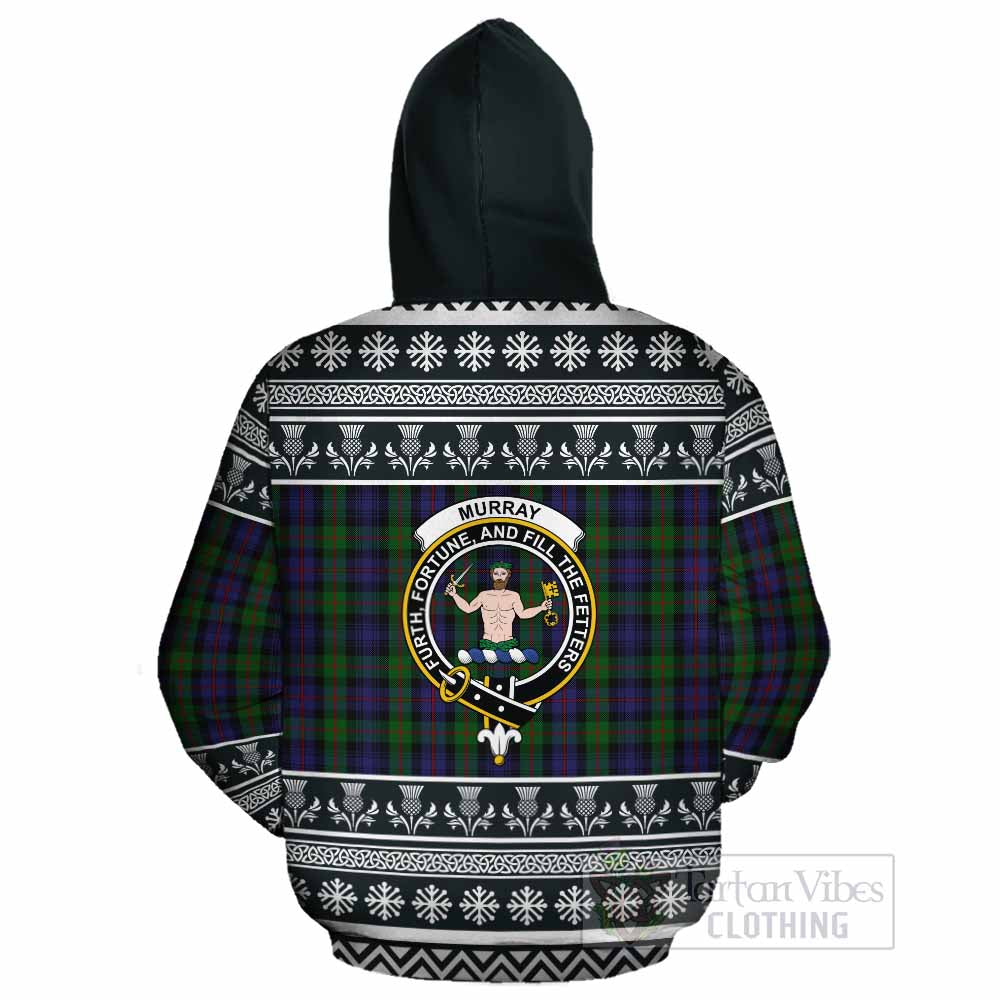 Murray Clan Tartan Christmas Cotton Hoodie with Family Crest - Tartan Vibes Clothing