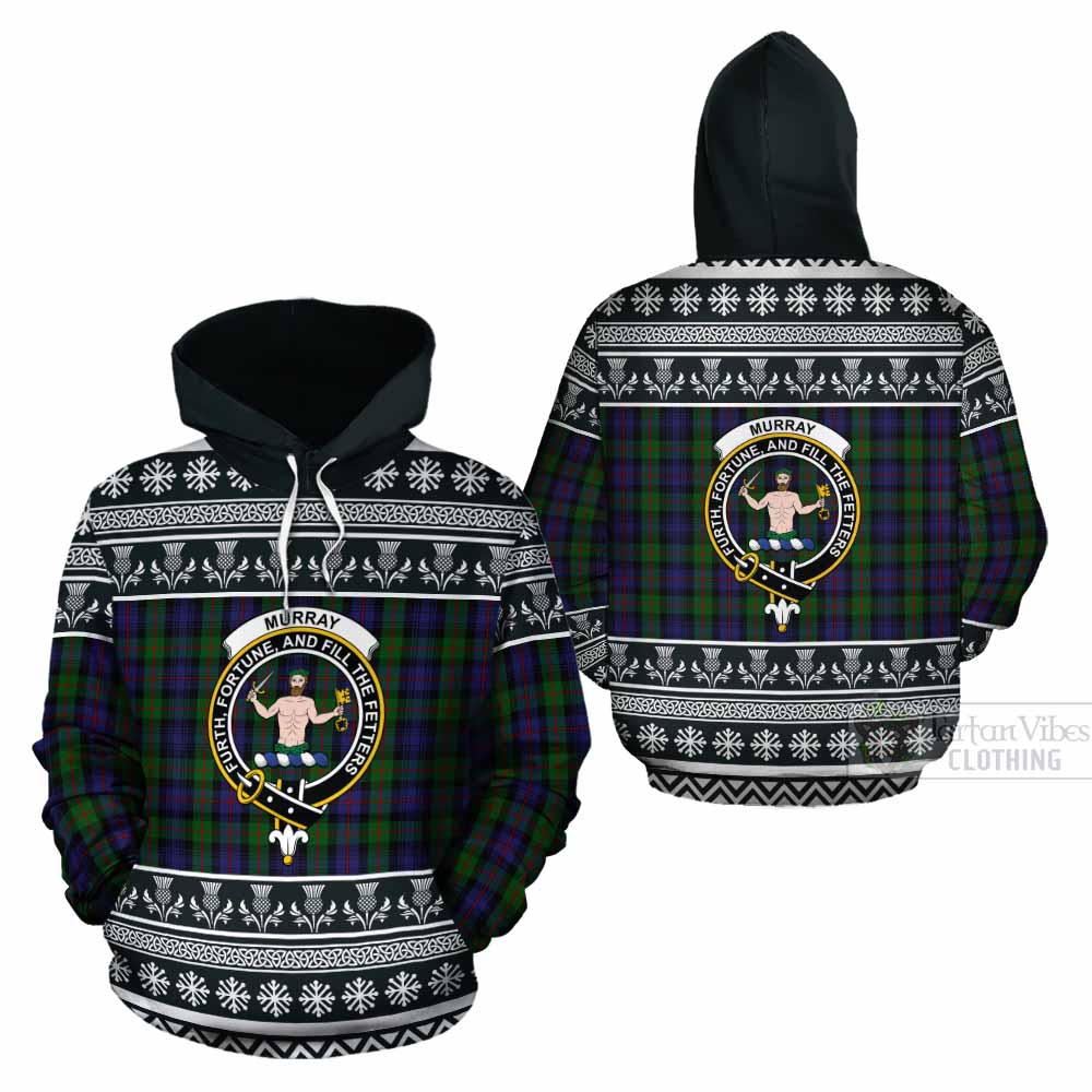 Murray Clan Tartan Christmas Cotton Hoodie with Family Crest - Tartan Vibes Clothing