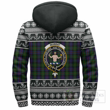 Murray Clan Tartan Christmas Fleece Hoodie with Family Crest