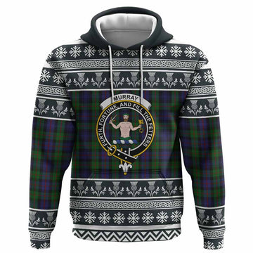 Murray Clan Tartan Christmas Hoodie with Family Crest