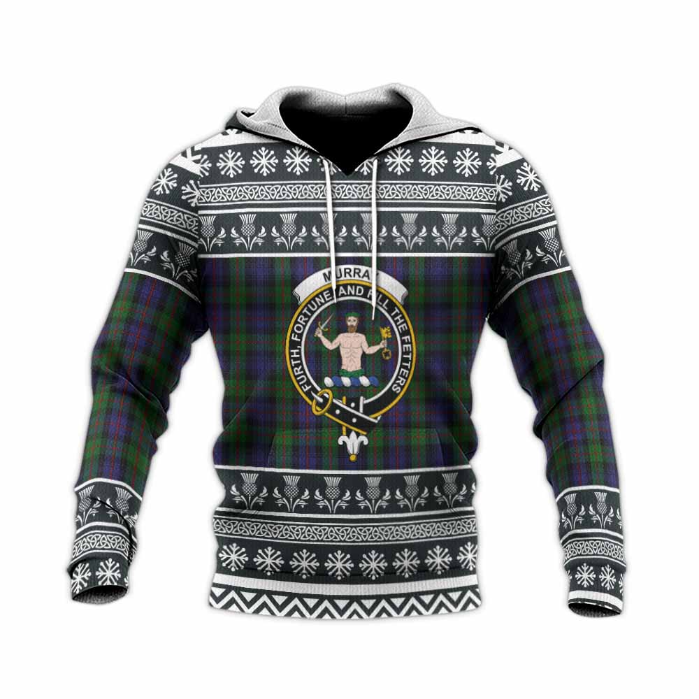 Murray Clan Tartan Christmas Knitted Hoodie with Family Crest - Tartan Vibes Clothing