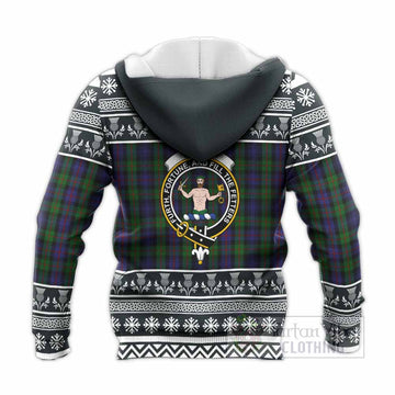 Murray Clan Tartan Christmas Knitted Hoodie with Family Crest