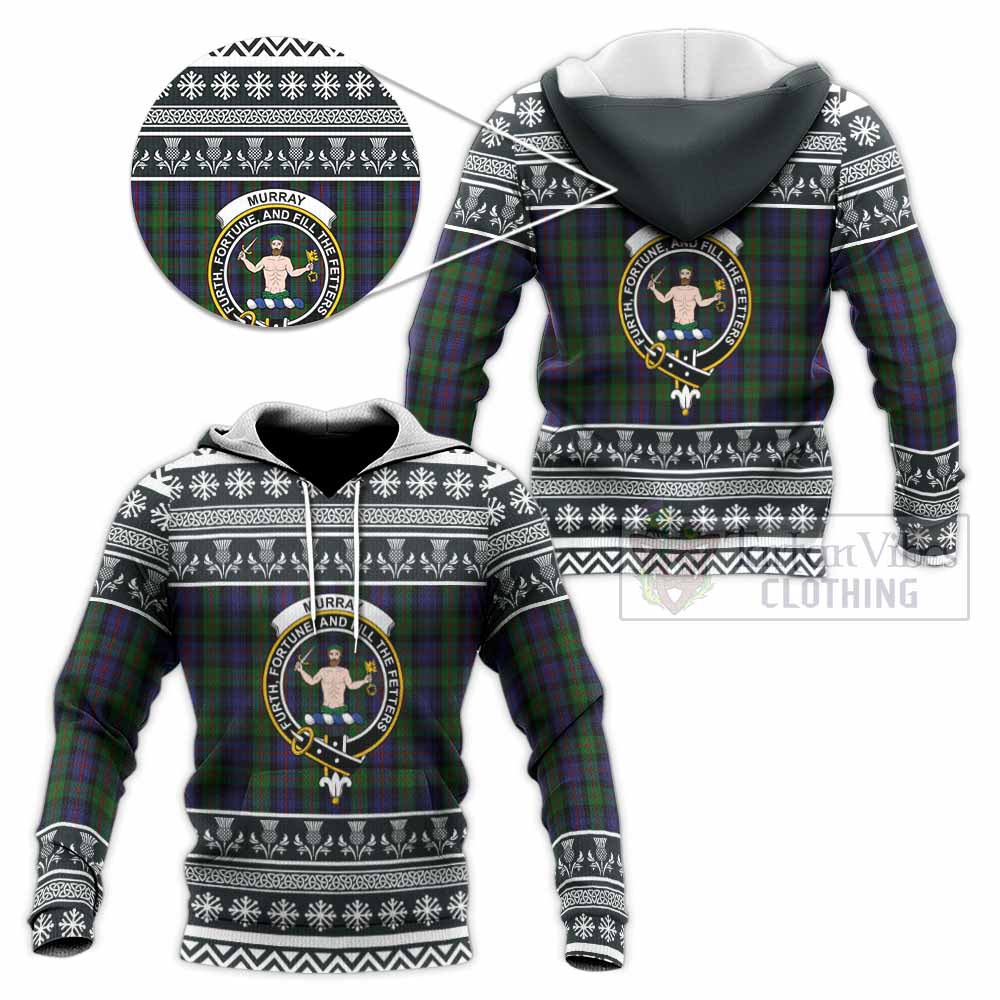 Murray Clan Tartan Christmas Knitted Hoodie with Family Crest - Tartan Vibes Clothing