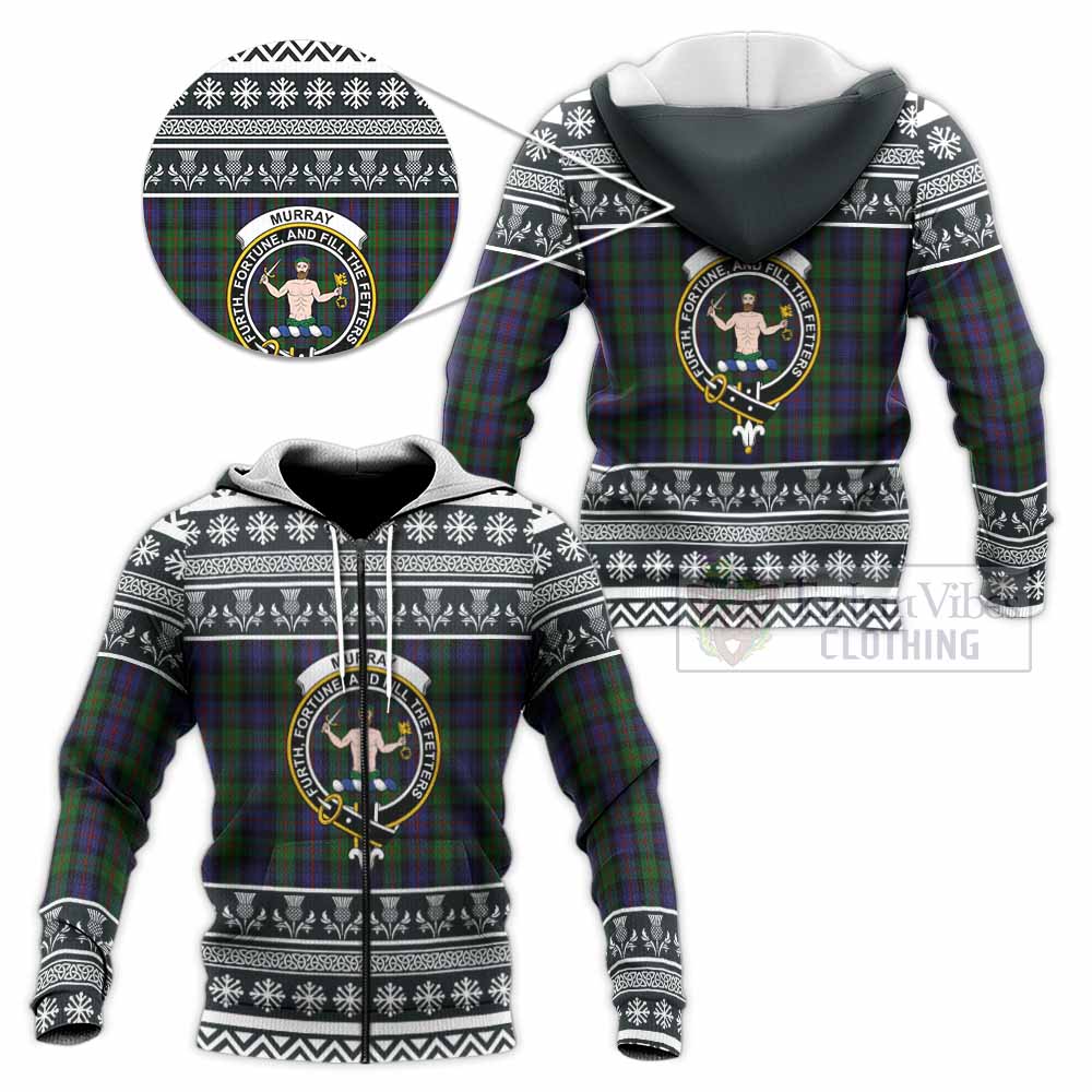 Murray Clan Tartan Christmas Knitted Hoodie with Family Crest - Tartan Vibes Clothing