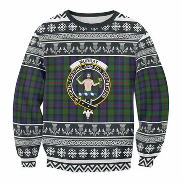 Murray Clan Tartan Christmas Sweatshirt with Family Crest