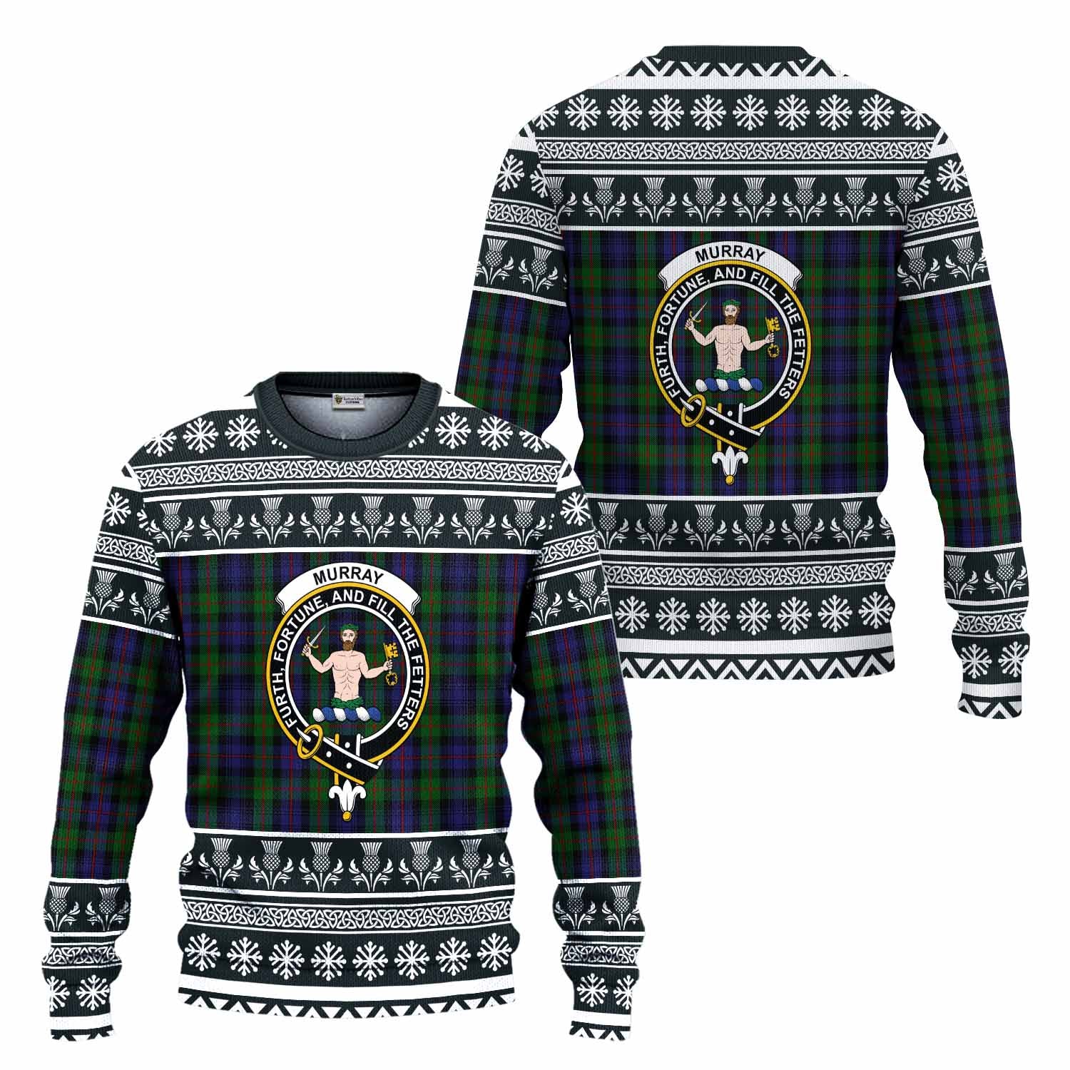 Murray Clan Tartan Christmas Ugly Sweater with Family Crest - Tartan Vibes Clothing