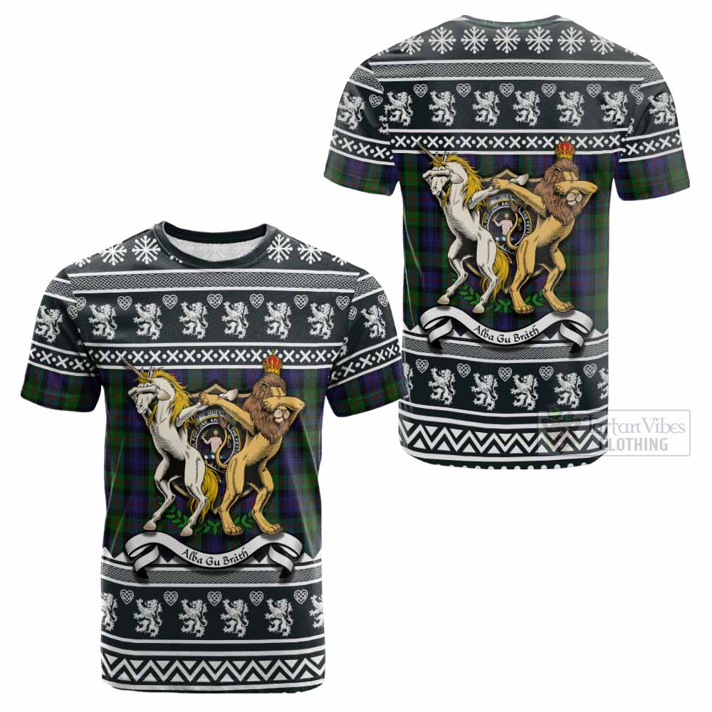 Murray Clan Tartan Crest Christmas Cotton T-shirt Coat of Arms Funny Style - Tartan Vibes Clothing