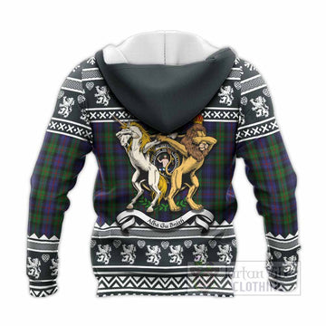Murray Clan Tartan Crest Christmas Knitted Hoodie Coat of Arms Funny Style