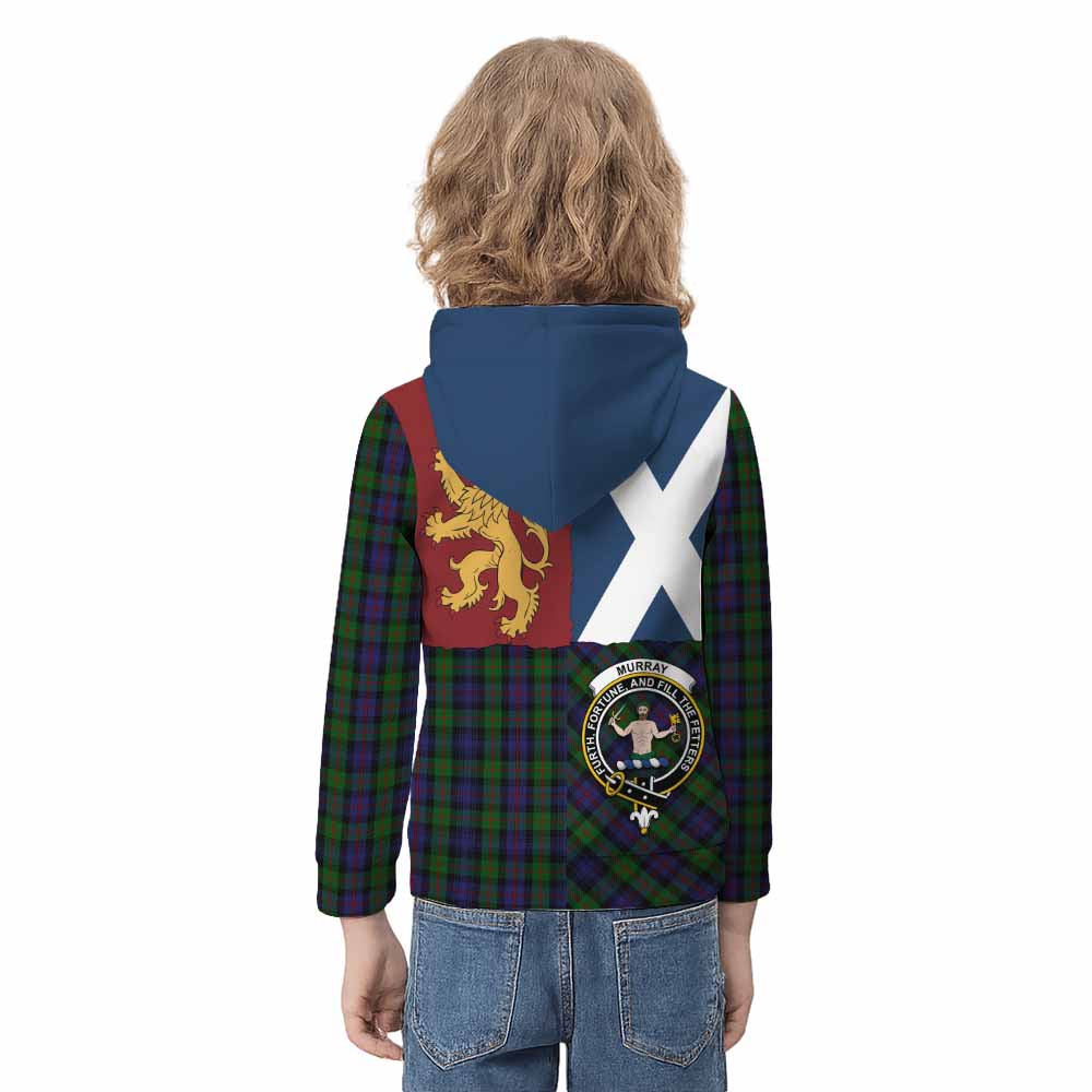 Murray Crest Tartan Kid Hoodie with Lion Rampant Saltire Style - Tartan Vibes Clothing