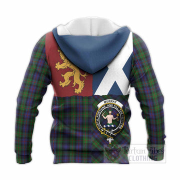 Murray Crest Tartan Knitted Hoodie with Lion Rampant Saltire Style