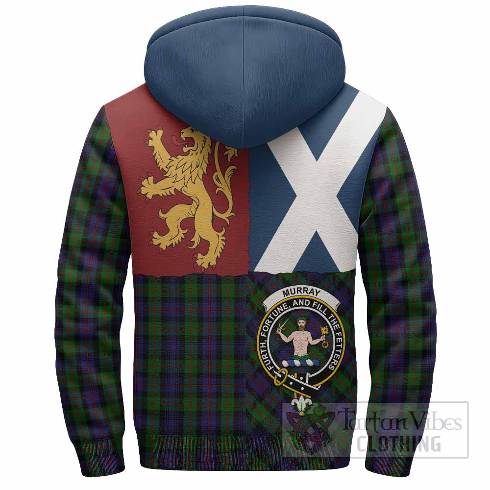 Murray Crest Tartan Sherpa Hoodie with Lion Rampant Saltire Style