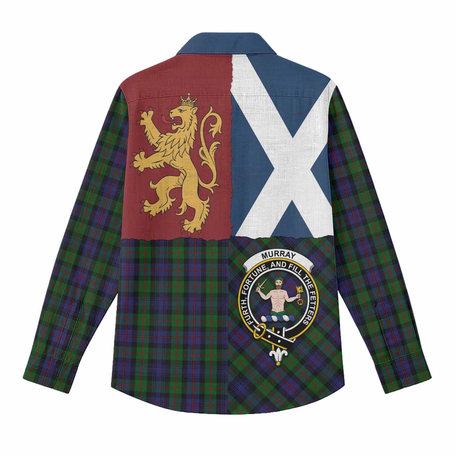 Murray Crest Tartan Women Casual Shirt with Lion Rampant Saltire Style