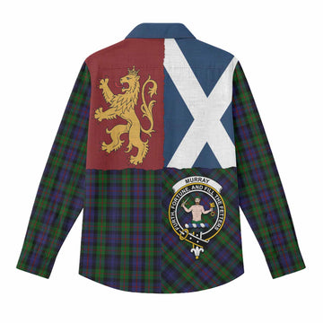 Murray Crest Tartan Women Casual Shirt with Lion Rampant Saltire Style