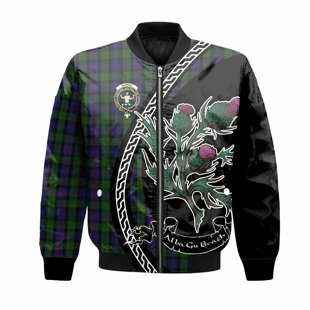 Murray Family Crest Tartan Bomber Jacket Alba Thistle Inspired - Tartan Vibes Clothing