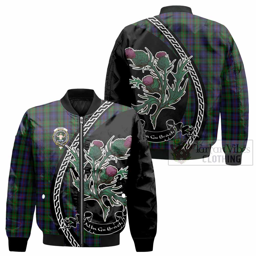 Murray Family Crest Tartan Bomber Jacket Alba Thistle Inspired - Tartan Vibes Clothing