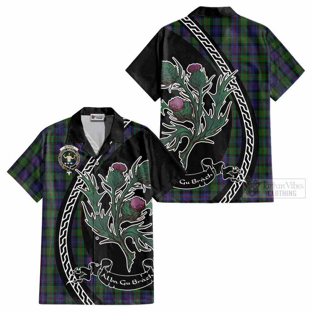 Murray Family Crest Tartan Cotton Hawaiian Shirt Alba Thistle Inspired - Tartan Vibes Clothing