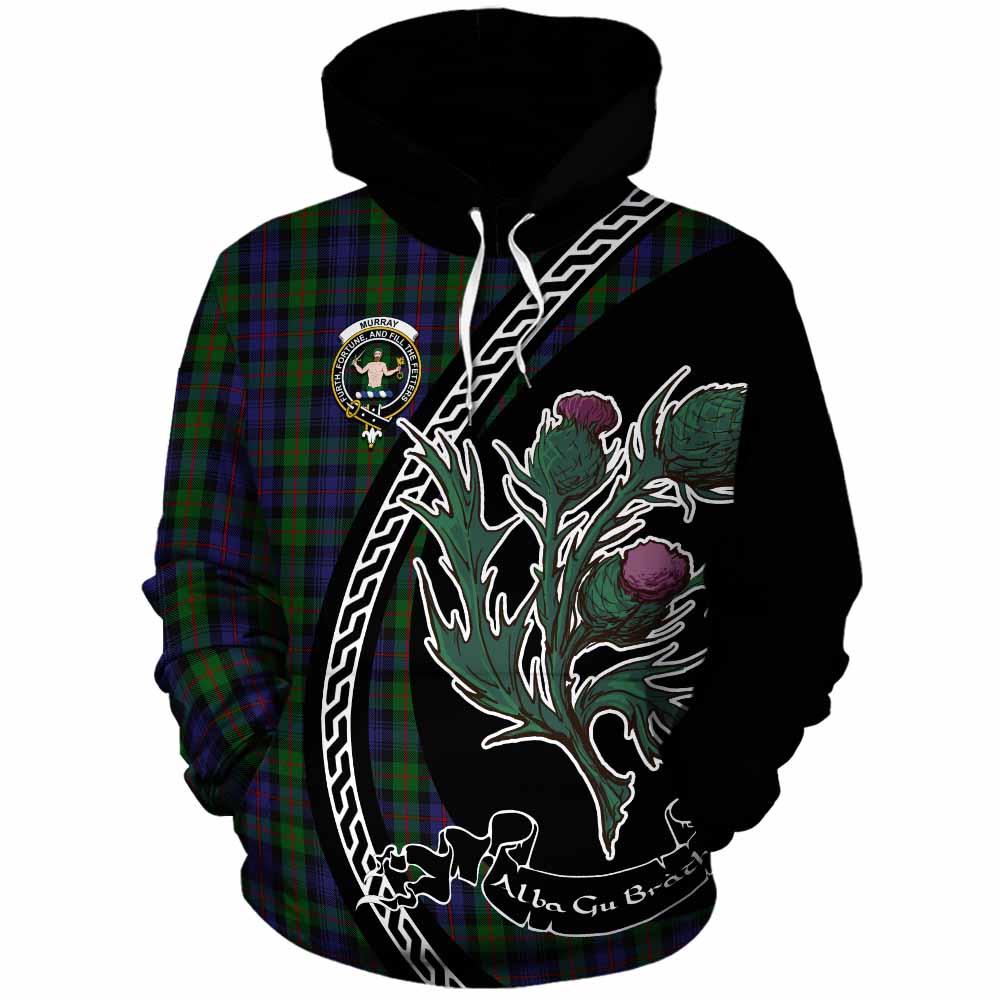 Murray Family Crest Tartan Cotton Hoodie Alba Thistle Inspired - Tartan Vibes Clothing