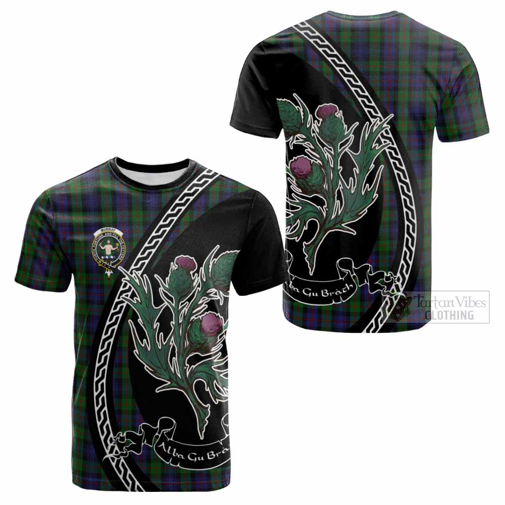 Murray Family Crest Tartan Cotton T-shirt Alba Thistle Inspired - Tartan Vibes Clothing