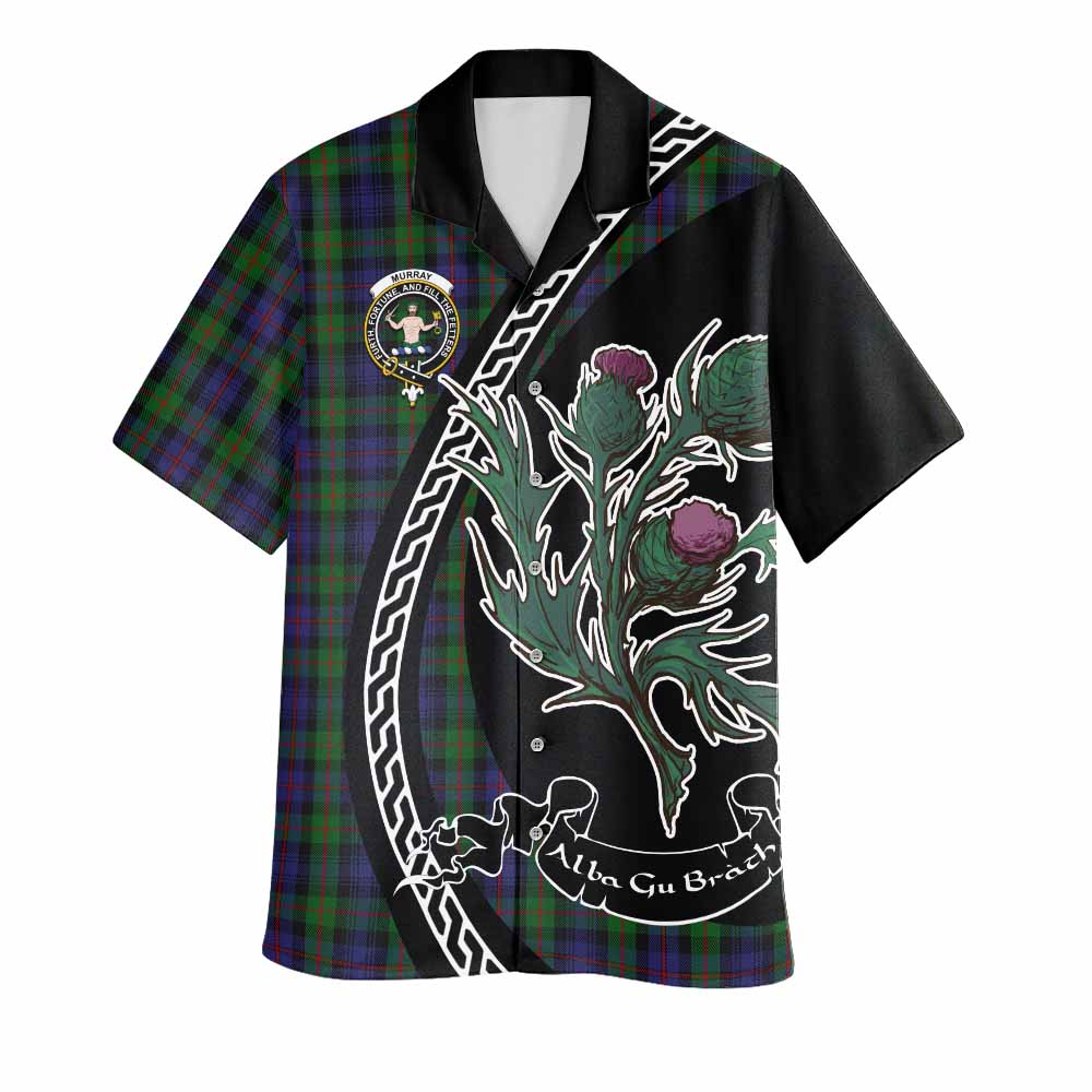 Murray Family Crest Tartan Hawaiian Shirt Alba Thistle Inspired - Tartan Vibes Clothing