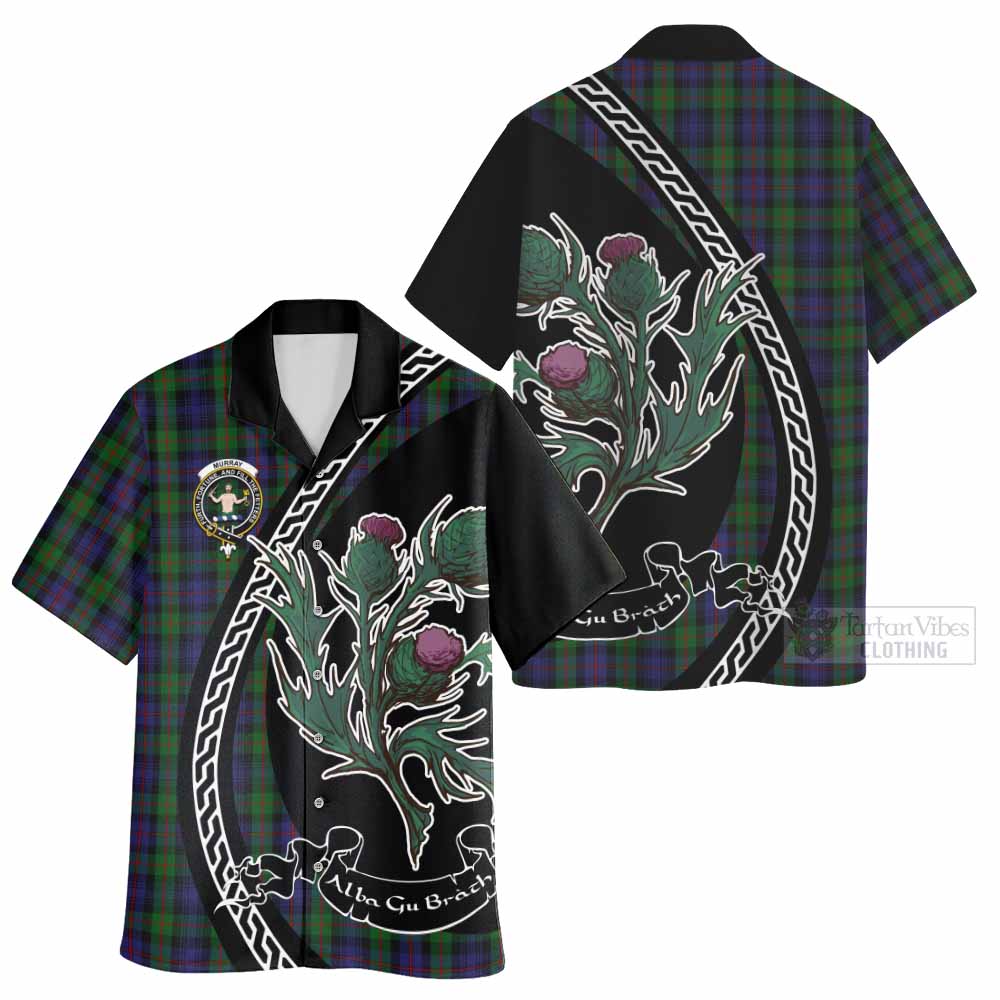 Murray Family Crest Tartan Hawaiian Shirt Alba Thistle Inspired - Tartan Vibes Clothing