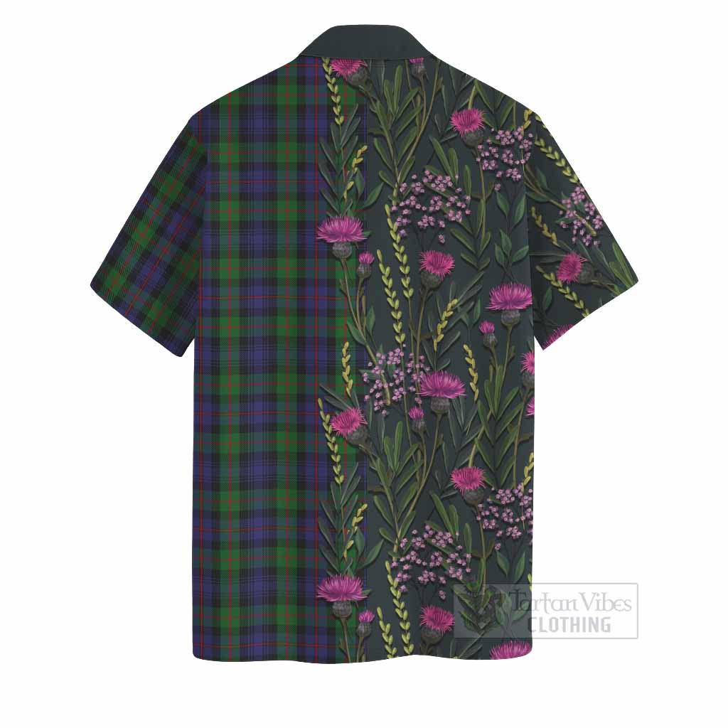 Murray Family Crest Tartan Hawaiian Shirt Scottish Thistle Flower Pattern Half Style - Tartan Vibes Clothing