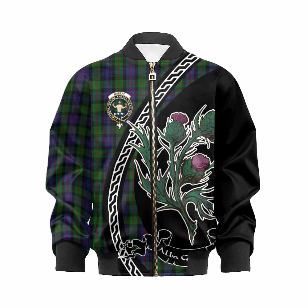 Murray Family Crest Tartan Kid Bomber Jacket Alba Thistle Inspired - Tartan Vibes Clothing