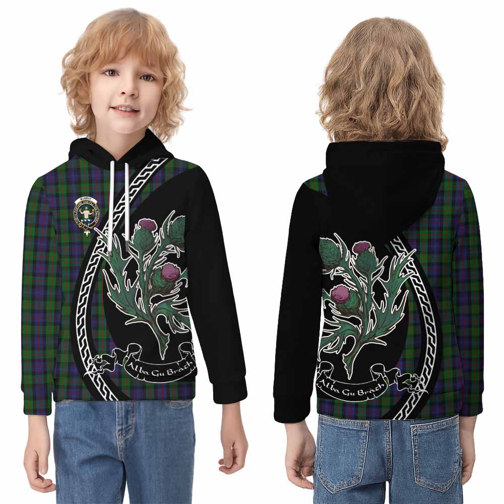 Murray Family Crest Tartan Kid Hoodie Alba Thistle Inspired - Tartan Vibes Clothing