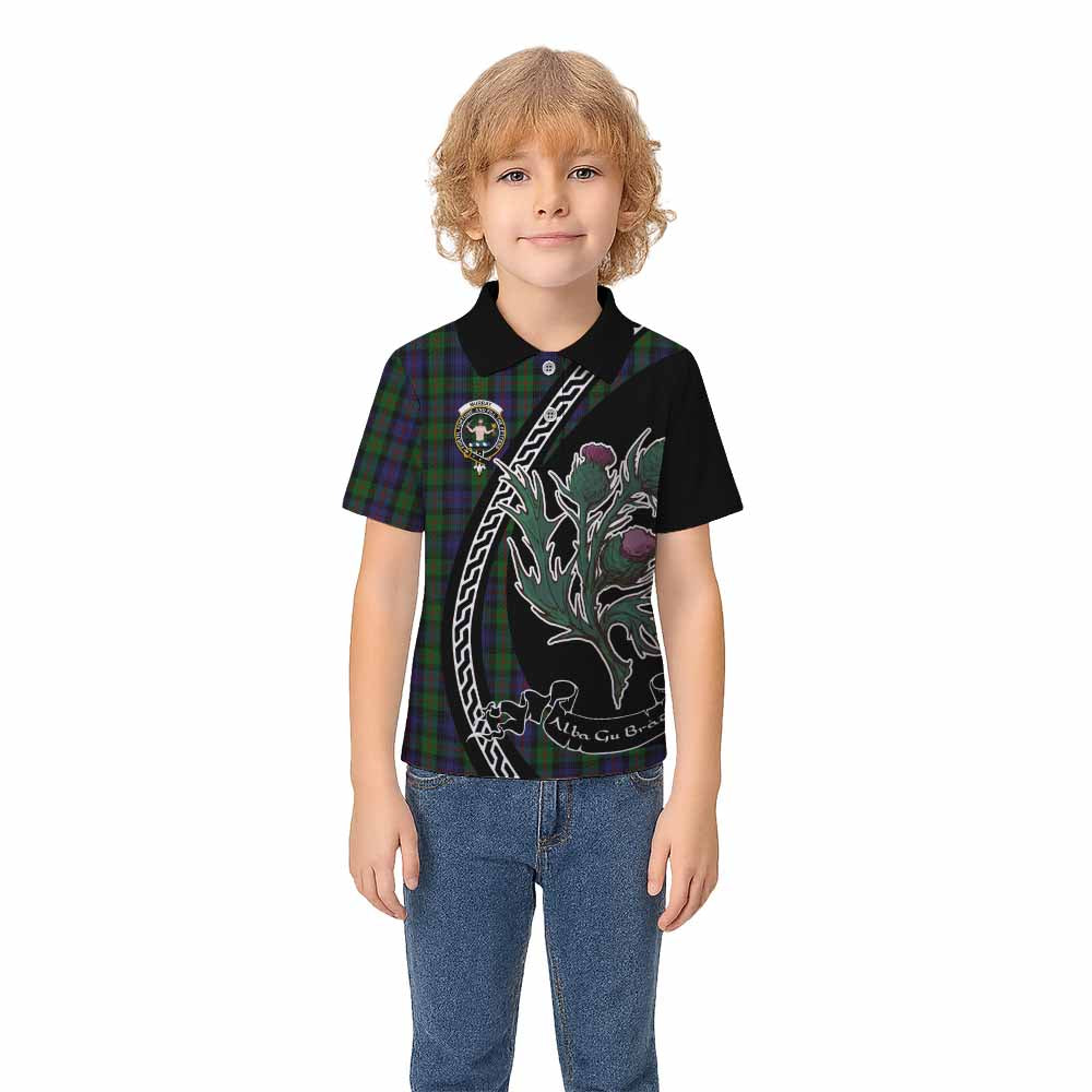 Murray Family Crest Tartan Kid Polo Shirt Alba Thistle Inspired - Tartan Vibes Clothing