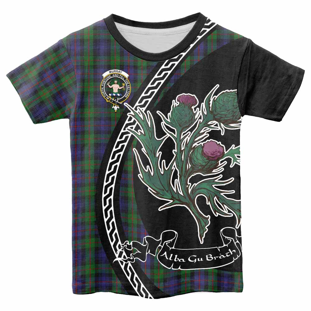 Murray Family Crest Tartan Kid T-shirt Alba Thistle Inspired - Tartan Vibes Clothing