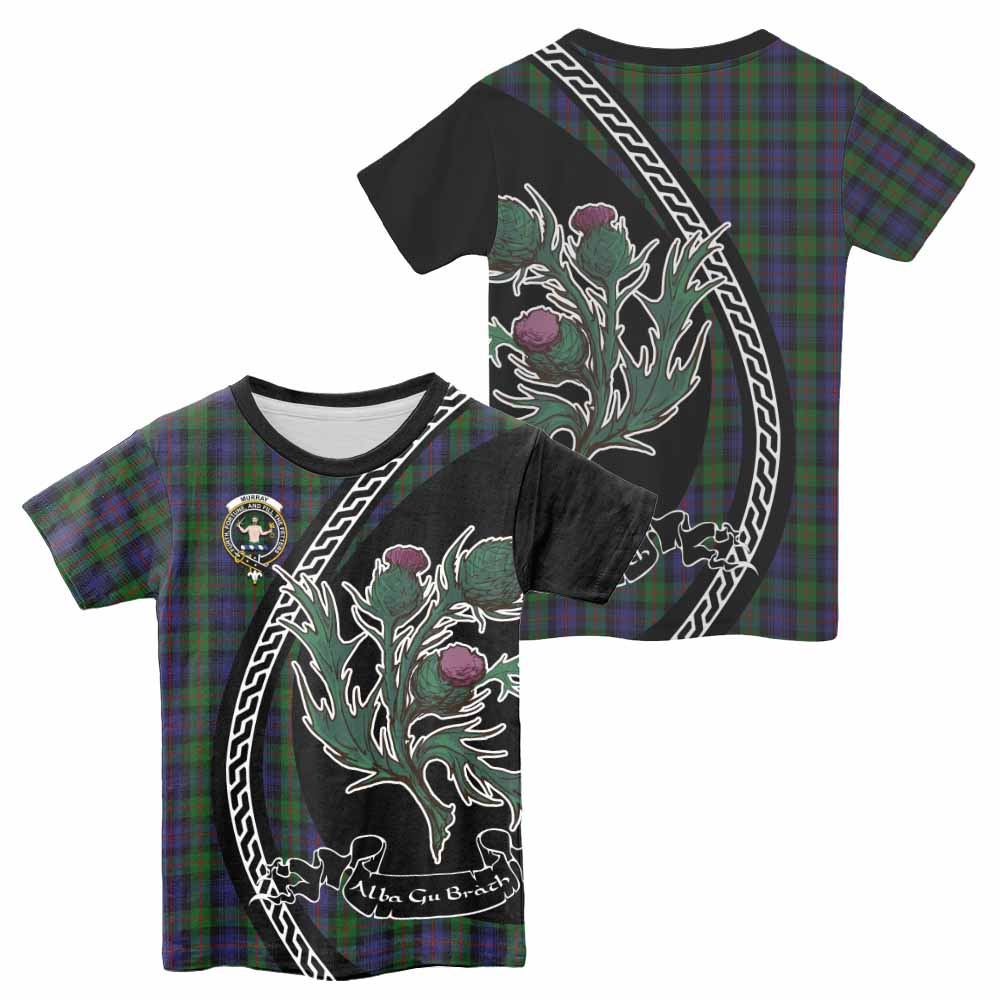 Murray Family Crest Tartan Kid T-shirt Alba Thistle Inspired - Tartan Vibes Clothing