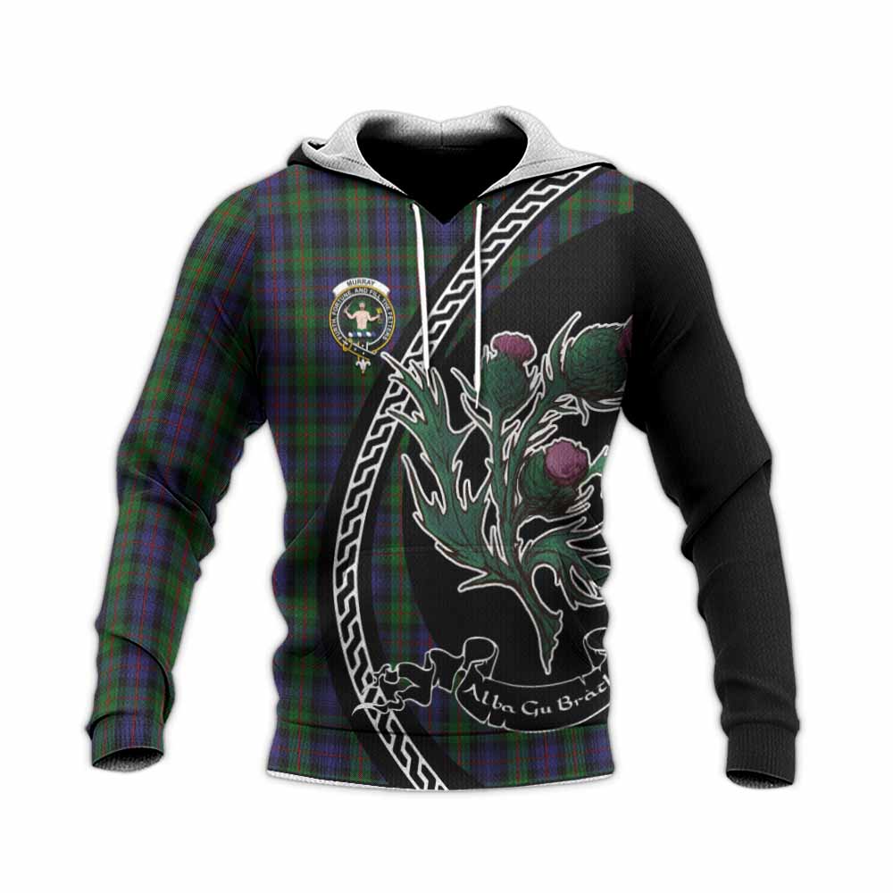 Murray Family Crest Tartan Knitted Hoodie Alba Thistle Inspired - Tartan Vibes Clothing