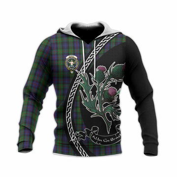 Murray Family Crest Tartan Knitted Hoodie Alba Thistle Inspired