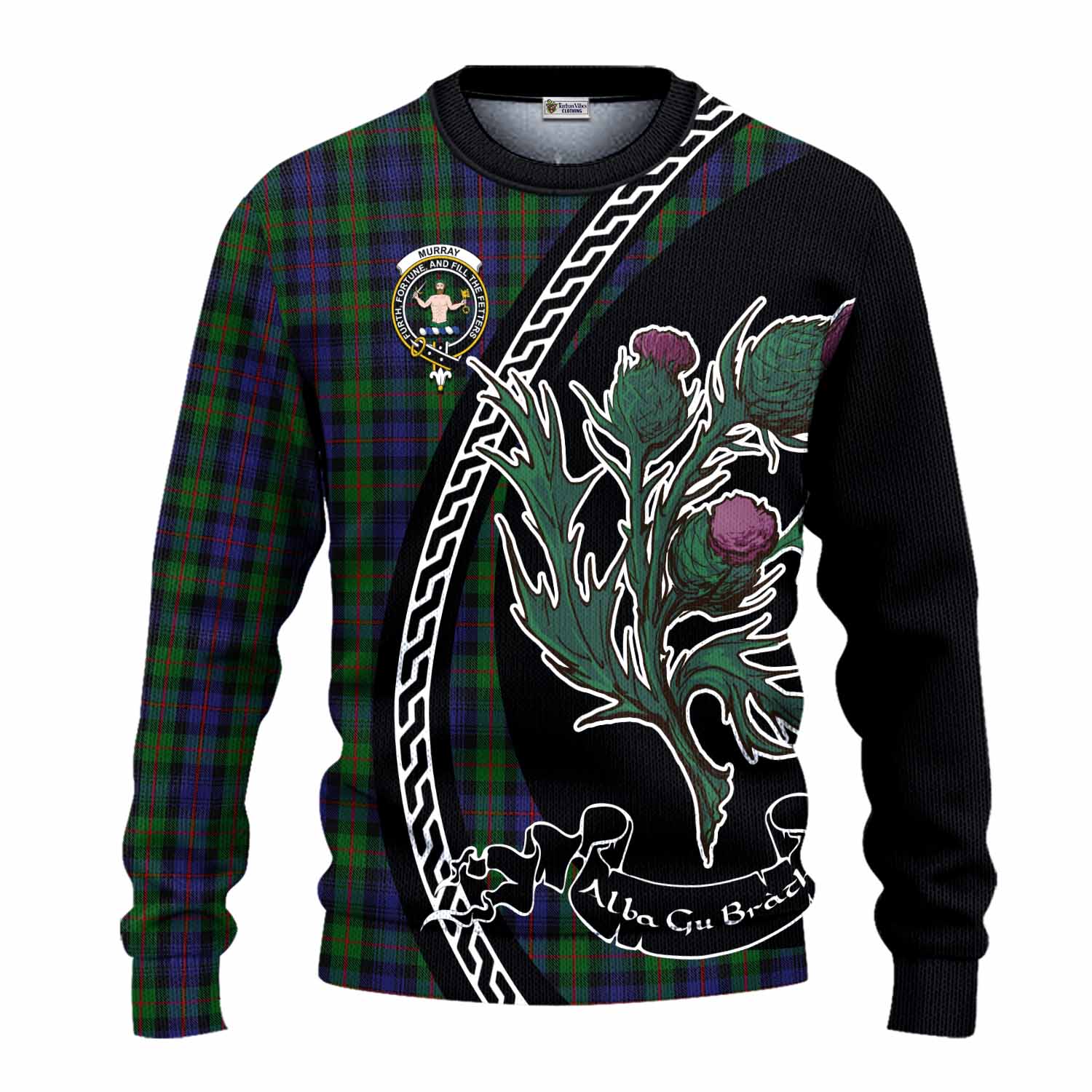 Murray Family Crest Tartan Knitted Sweater Alba Thistle Inspired - Tartan Vibes Clothing