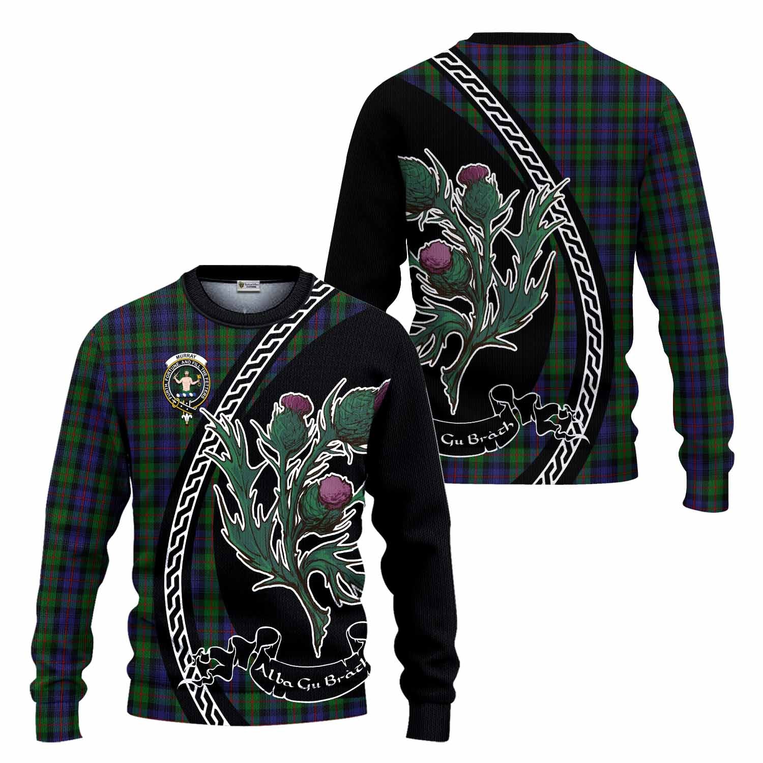Murray Family Crest Tartan Knitted Sweater Alba Thistle Inspired - Tartan Vibes Clothing