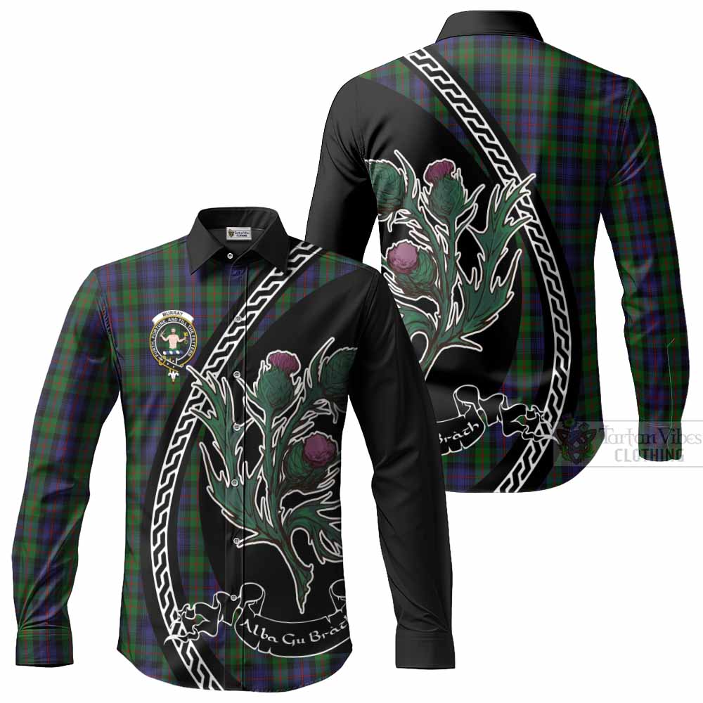 Murray Family Crest Tartan Long Sleeve Button Shirts Alba Thistle Inspired - Tartan Vibes Clothing