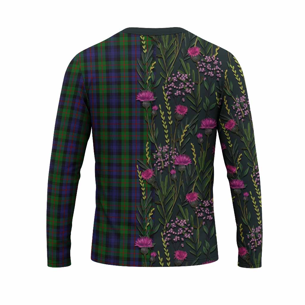 Murray Family Crest Tartan Long Sleeve T-Shirt Scottish Thistle Flower Pattern Half Style - Tartan Vibes Clothing