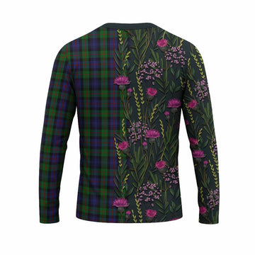 Murray Family Crest Tartan Long Sleeve T-Shirt Scottish Thistle Flower Pattern Half Style - Tartan Vibes Clothing