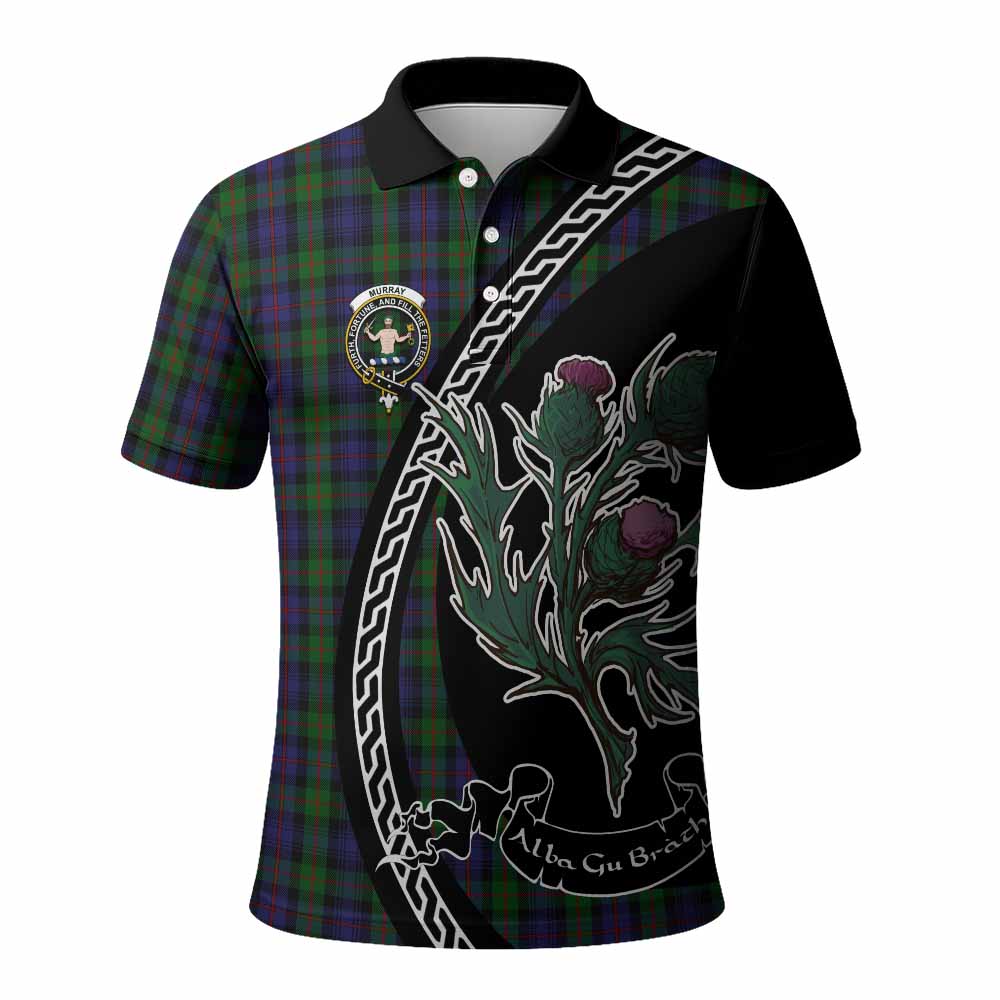 Murray Family Crest Tartan Polo Shirt Alba Thistle Inspired - Tartan Vibes Clothing