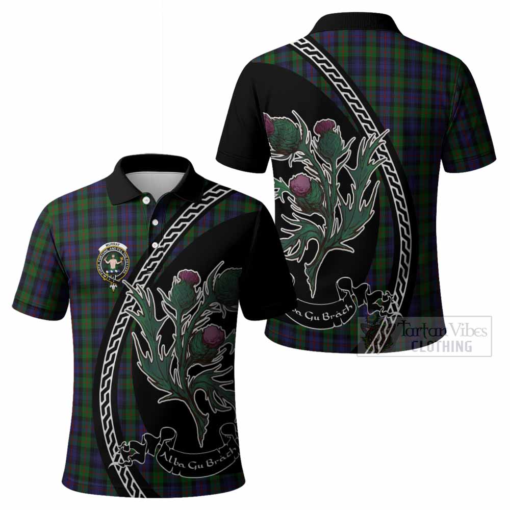 Murray Family Crest Tartan Polo Shirt Alba Thistle Inspired - Tartan Vibes Clothing