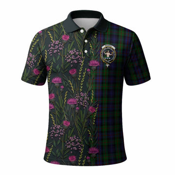 Murray Family Crest Tartan Polo Shirt Scottish Thistle Flower Pattern Half Style