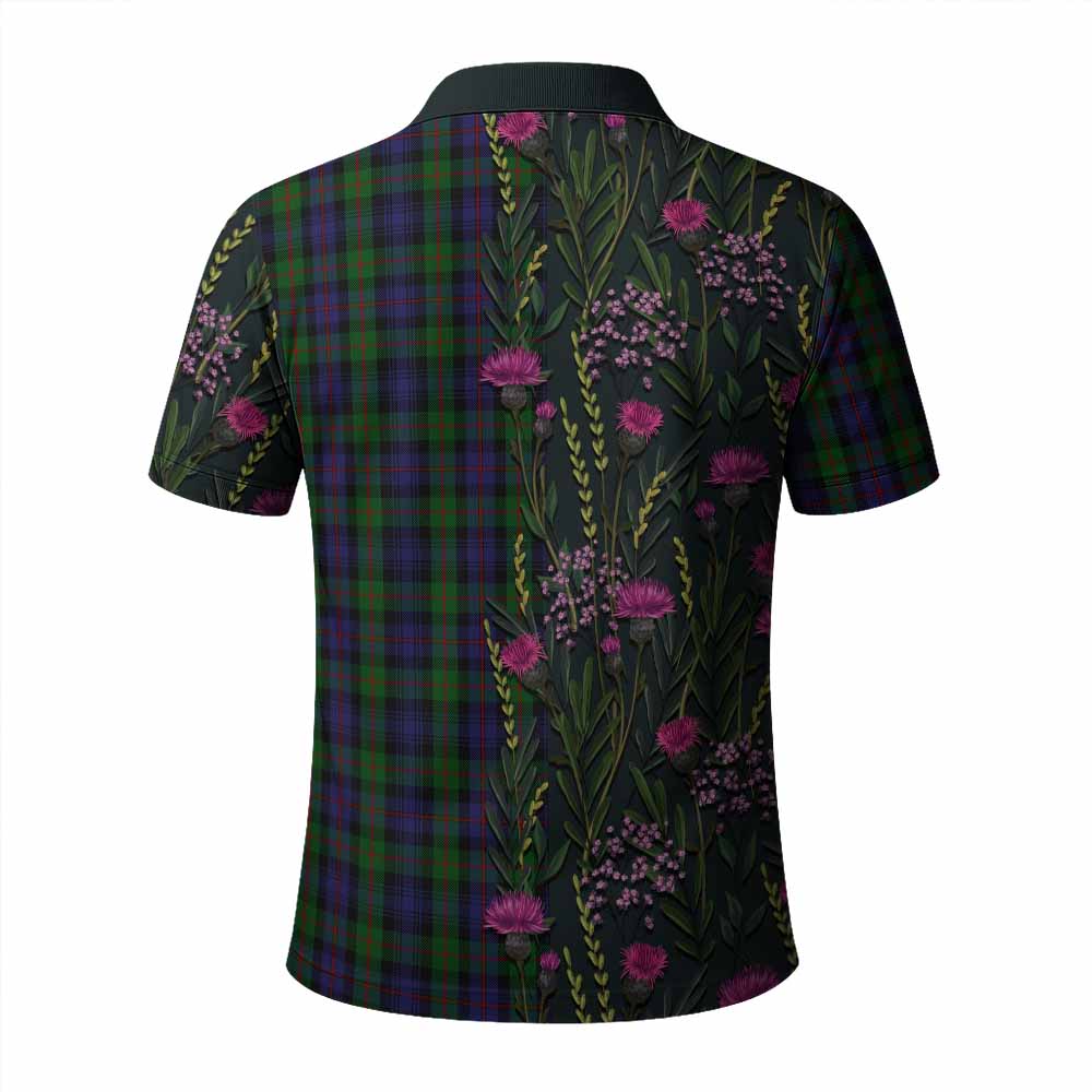 Murray Family Crest Tartan Polo Shirt Scottish Thistle Flower Pattern Half Style - Tartan Vibes Clothing