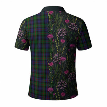 Murray Family Crest Tartan Polo Shirt Scottish Thistle Flower Pattern Half Style